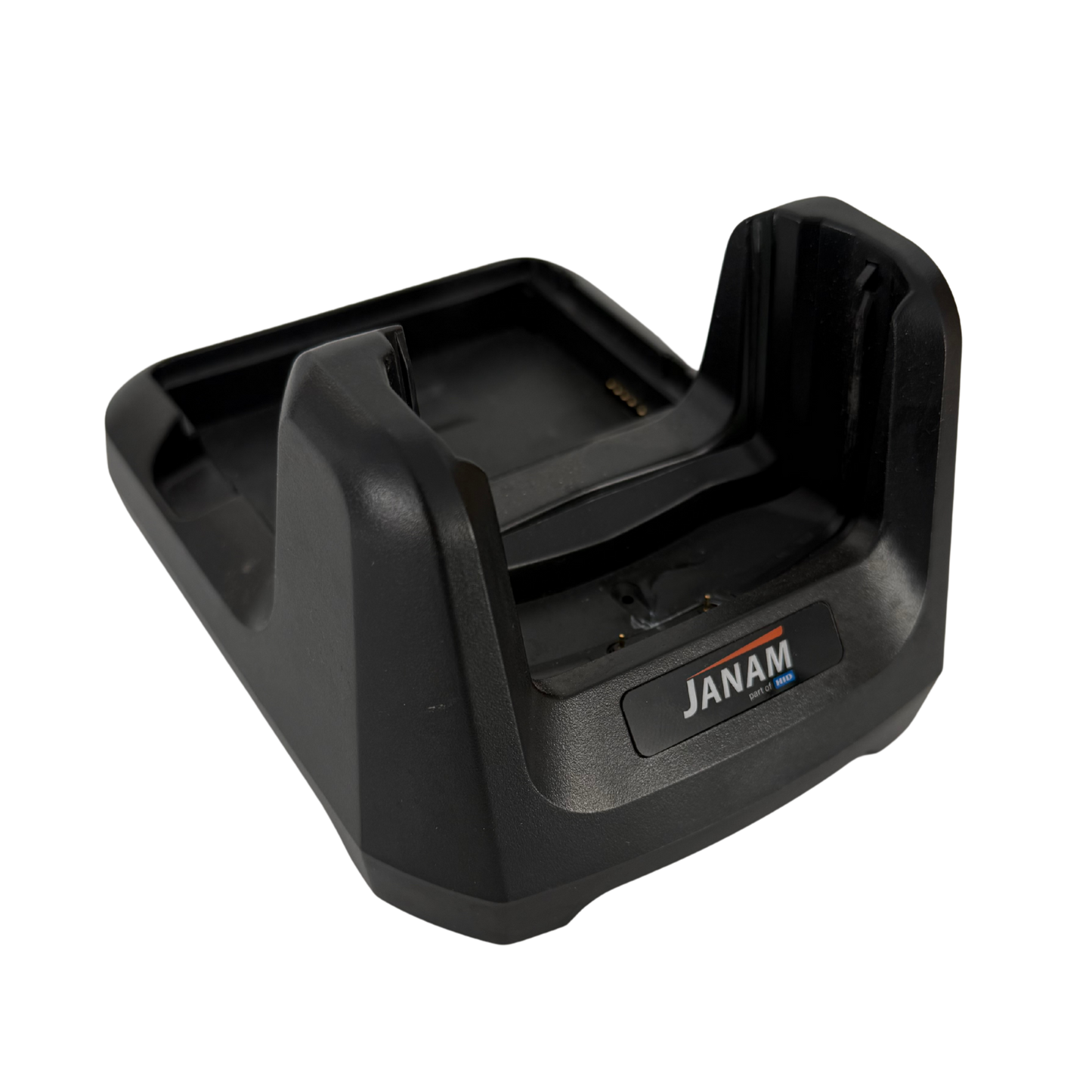 Black electronic device with JANAM branding on a white background