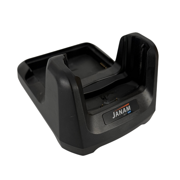 Black electronic device with JANAM branding on a white background