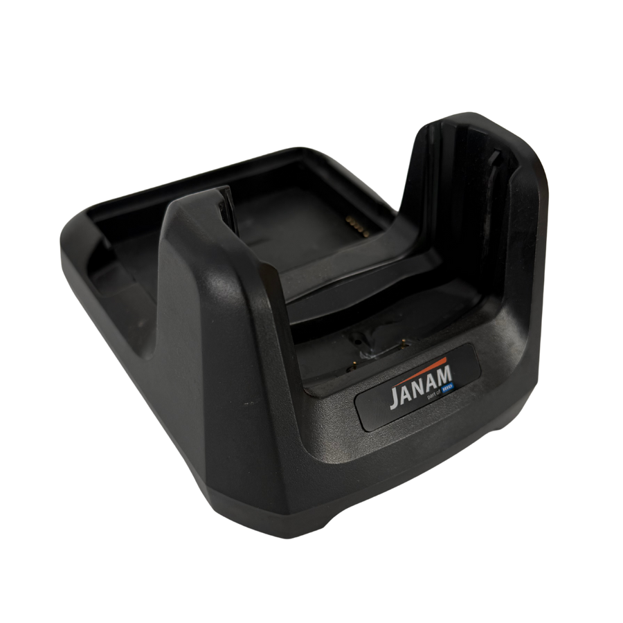 Black electronic device with JANAM branding on a white background